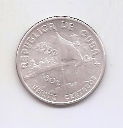 CUBA DEL AÑO 1952 DE 20 CENTAVOS